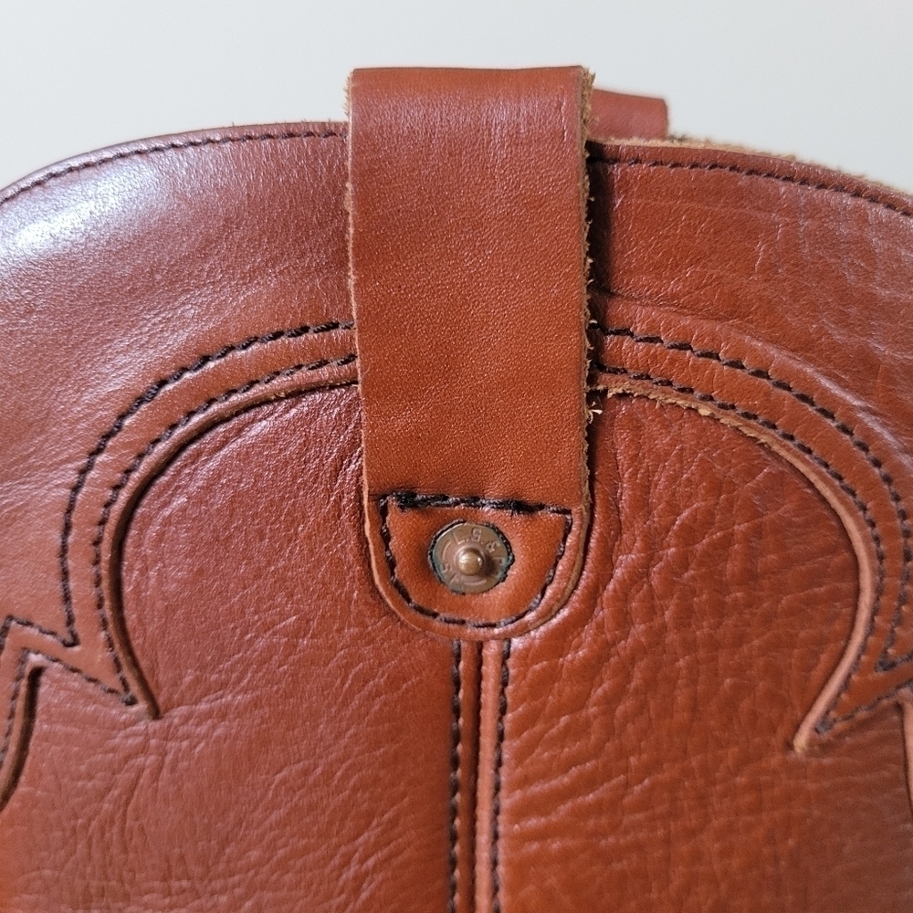 Vintage Men's Leather Levi's Cowboy Western Boots Cognac Brown Orange Tab Sz 10 - Picture 10 of 12
